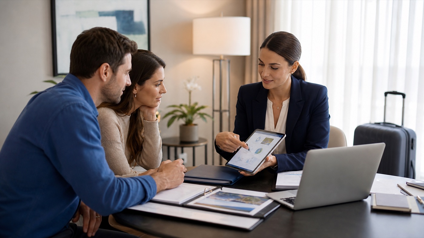 Medical concierge abroad helping a patient arrange treatment.